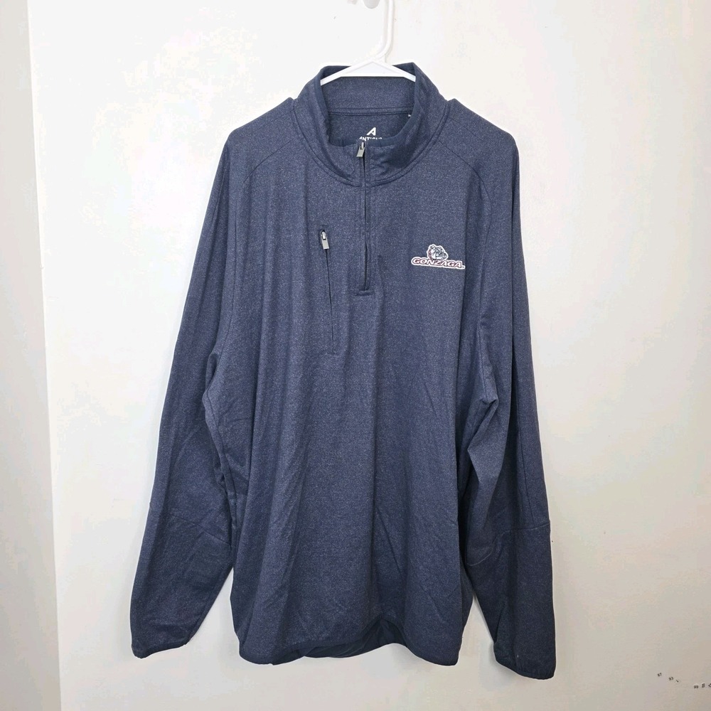 Antigua Navy Gonzaga Bulldogs Zags Basketball 1/4 Zip Sporty Pullover‎ Size 2XL
